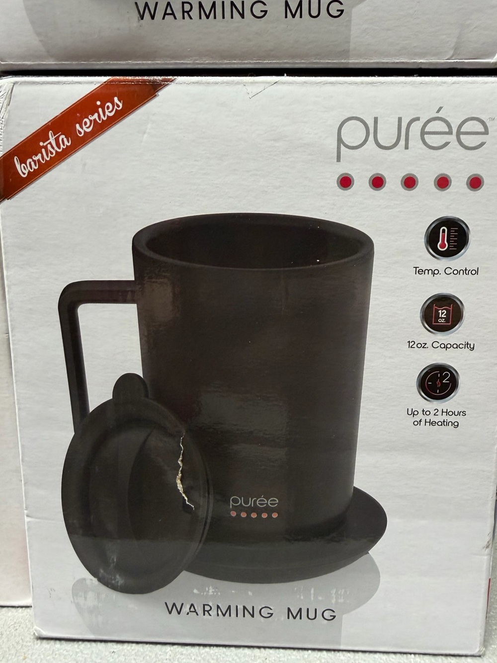 Tzumi Puree Warming Coffee Mug Stainless Steel Warmer Coaster and Lid Black - Picture 2 of 2